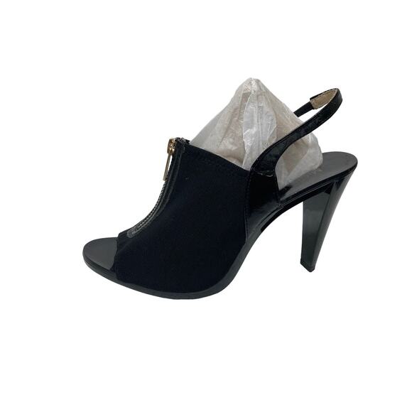 Michael Kors Open Toe Front Zipper Slingback Heels Sandals Size 8 Black - Picture 3 of 10